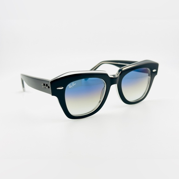 Ray-Ban State Street Women’s Sunglasses RB2186 Black Transparent frame Blue Lens - Picture 3 of 15